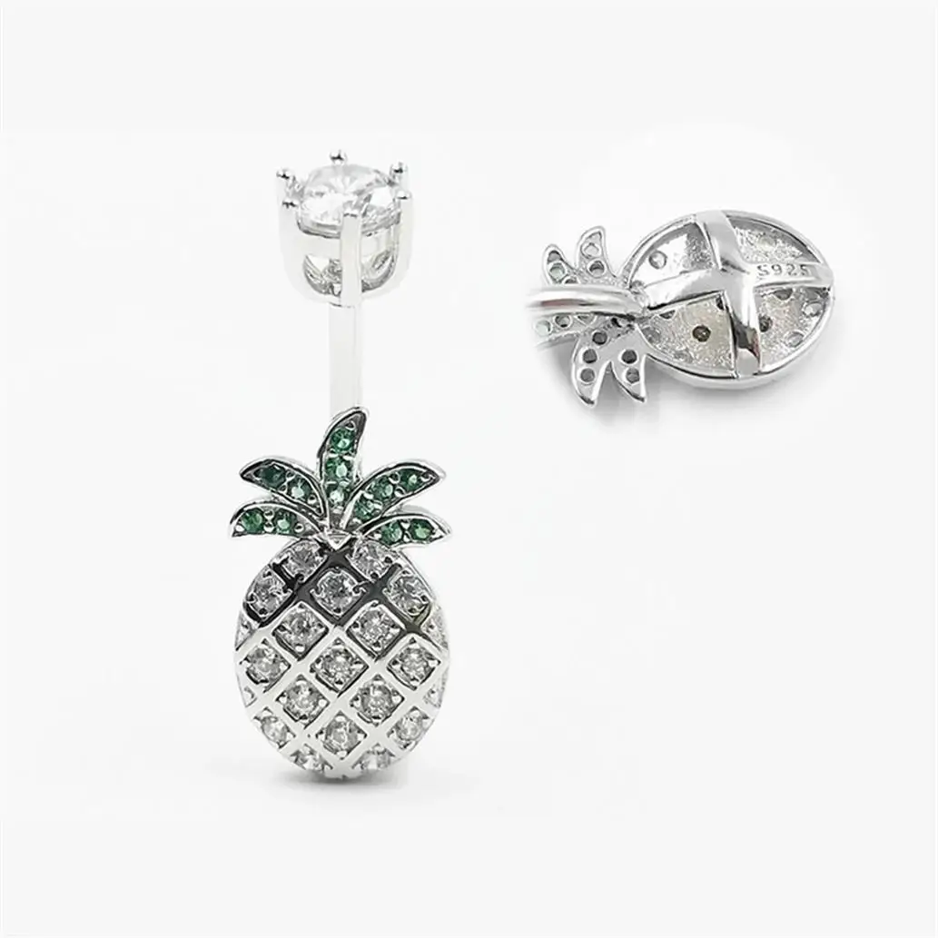 

Factory direct sales pineapple shape belly button ring navel dangle S925 allergy belly rings Body Piercing Jewelry for women men