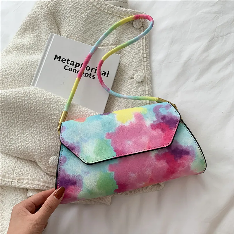 

2021 New PU material gradient color lock single shoulder bag wholesale girl's dating and shopping handbags, Multi colors