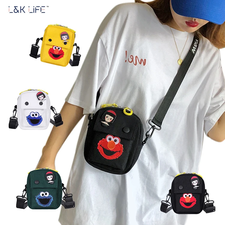 

Wholesale quality Fashion Canvas Applique Crossbody Bag Ladies Sling Beach Bag, White, green, yellow, black