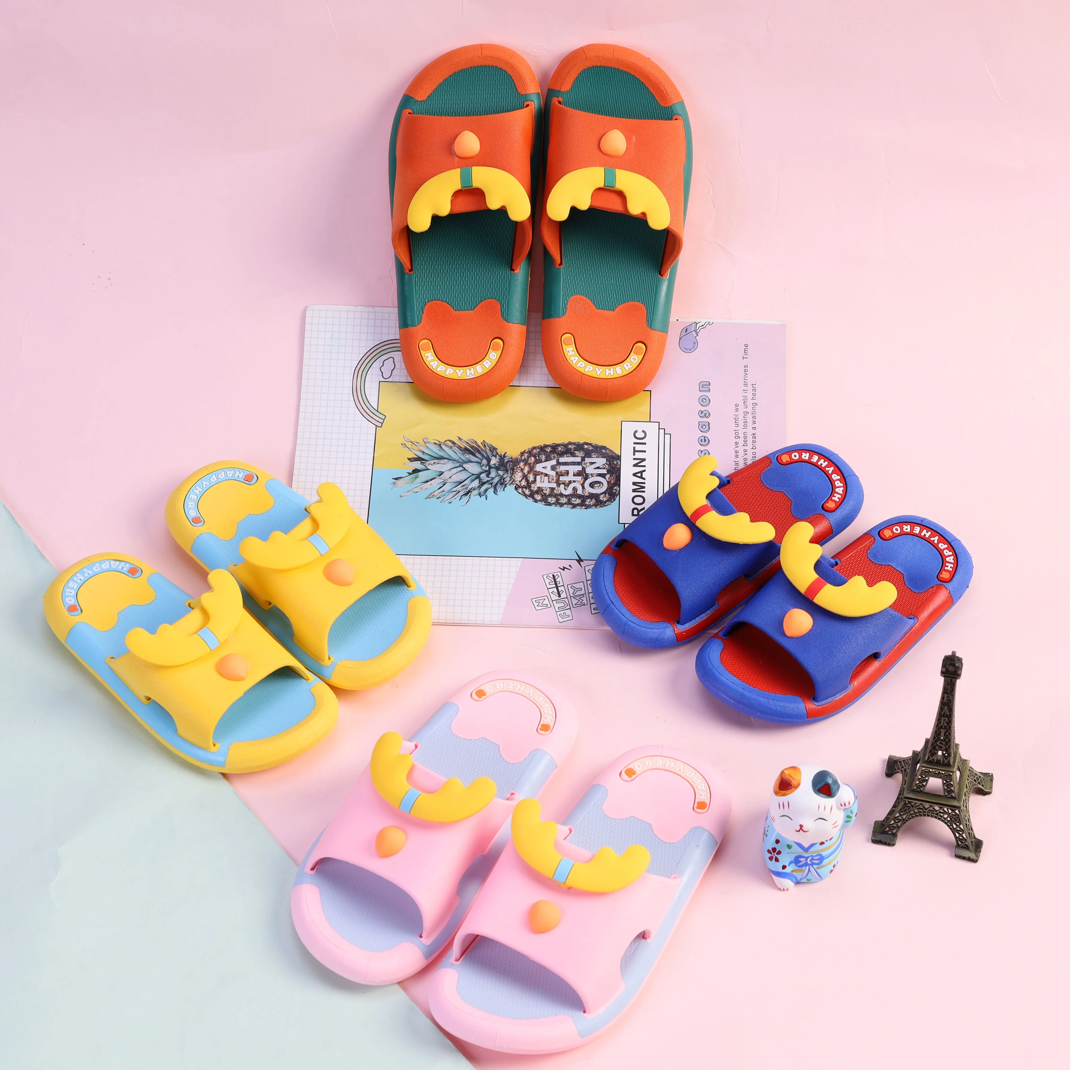 

Cartoon non-slip bathroom slippers Open-toe slippers Thick-soled slippers Sandals Children's shoes, Picture