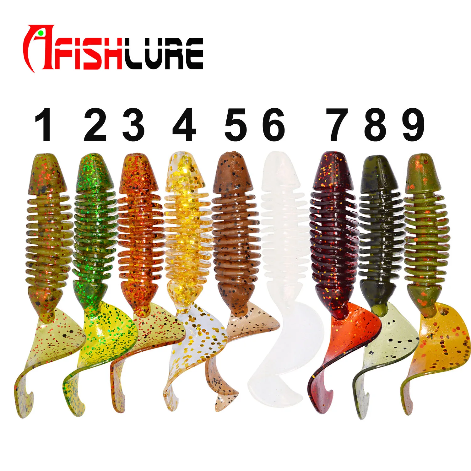 

HAWKLURE soft lure 60mm 3g fishing lure soft worm Artificial Silicone curl tail fishing tackle, 9 colors for choice
