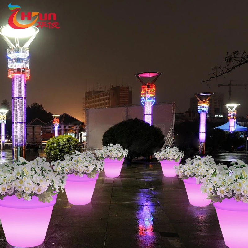 

Plastic outdoor Illuminate Glowing luminous light garden led flower pot, Color