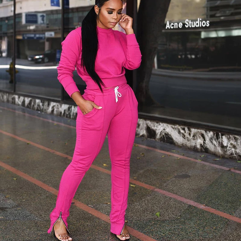 

Winter Women's hoodie solid color sweatsuit sets sport tracksuits 2 piece women outfits, Customized color