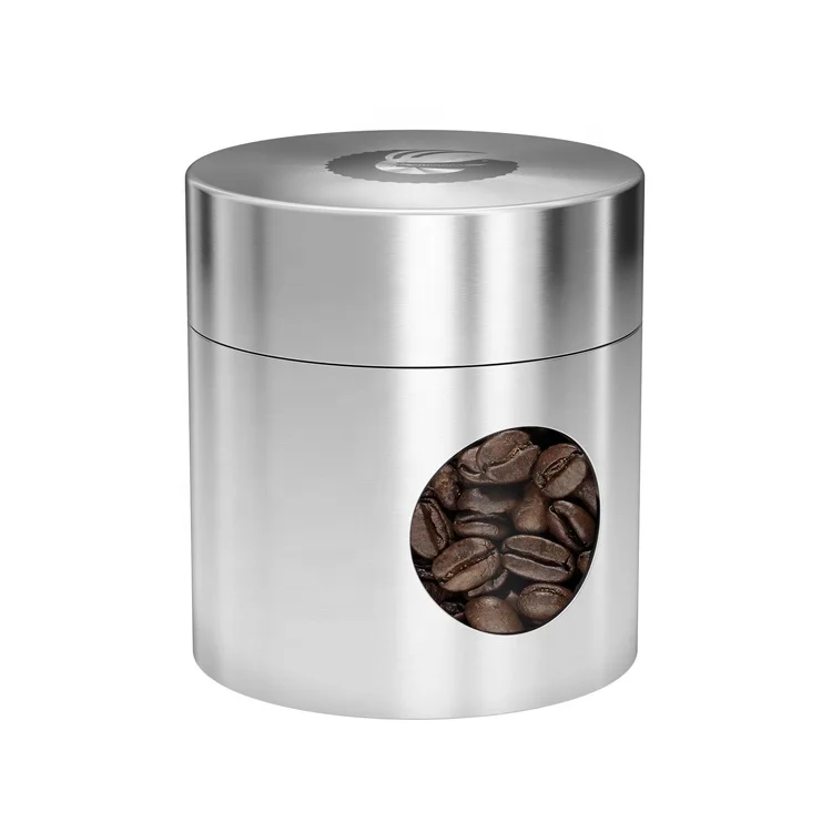 

stainless steel vacuum coffee bean container Coffee Canister, Silvery