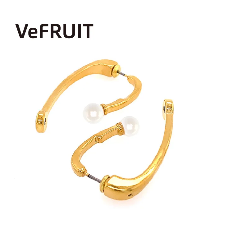 

VeFruit Two-sided Earrings 2021 women 18k gold plated brass costume jewelry accessories fashion chic ins art deco earrings