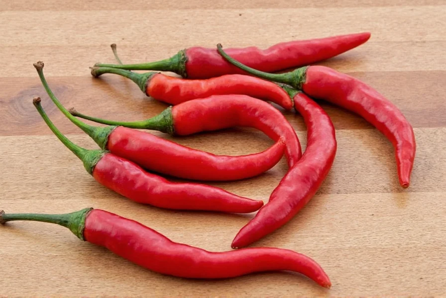 Fresh Chile de Arbol Peppers in a Market Basket