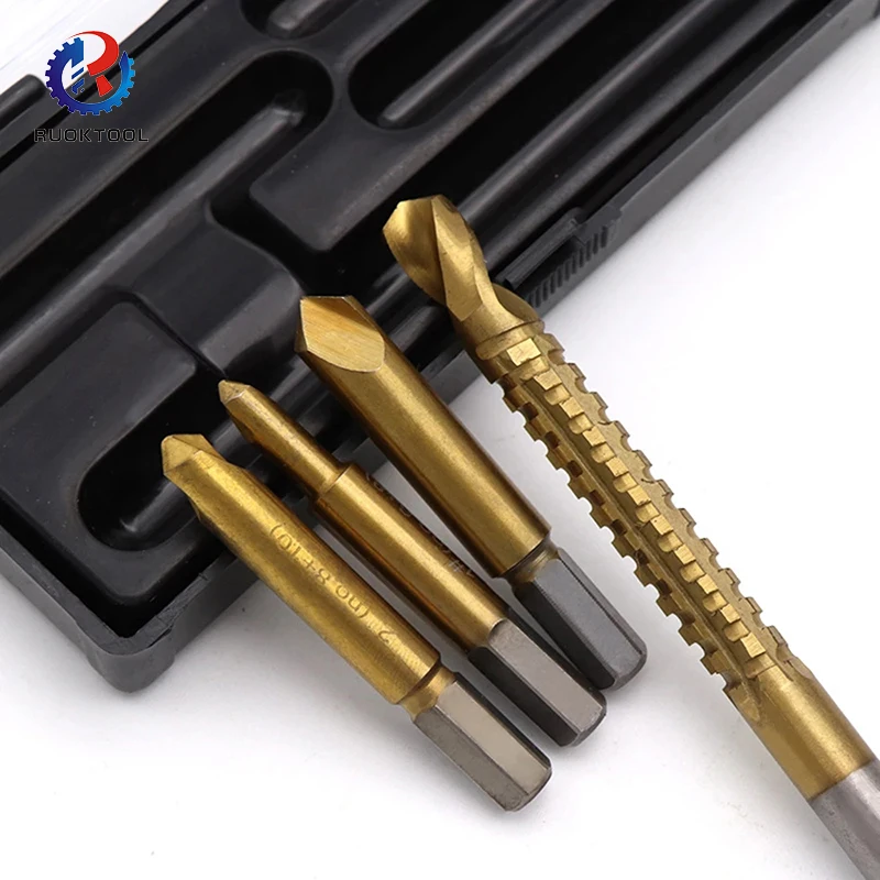 High Speed Steel Broken Screw Remover Combination Set 4pcs Band Saw Drill Broken Head Screw Extractor With Plastic Box