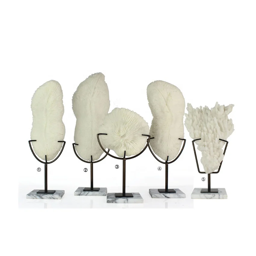 Artificial Resin Coral Ornament white Coral with acrylic base Tabletop Decor supplier