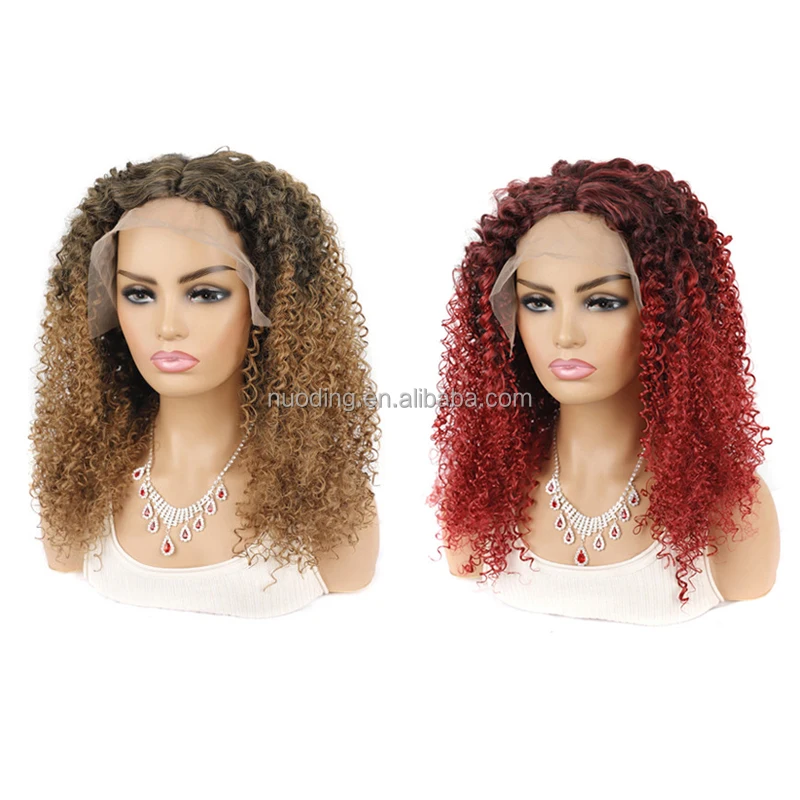 

New arrival 20inch middle point lace front wigs fluffy deep curl machine made heat resistant fiber colorful synthetic wig, 1b#,613#,18c#,1bt30#,1bt27#,613#