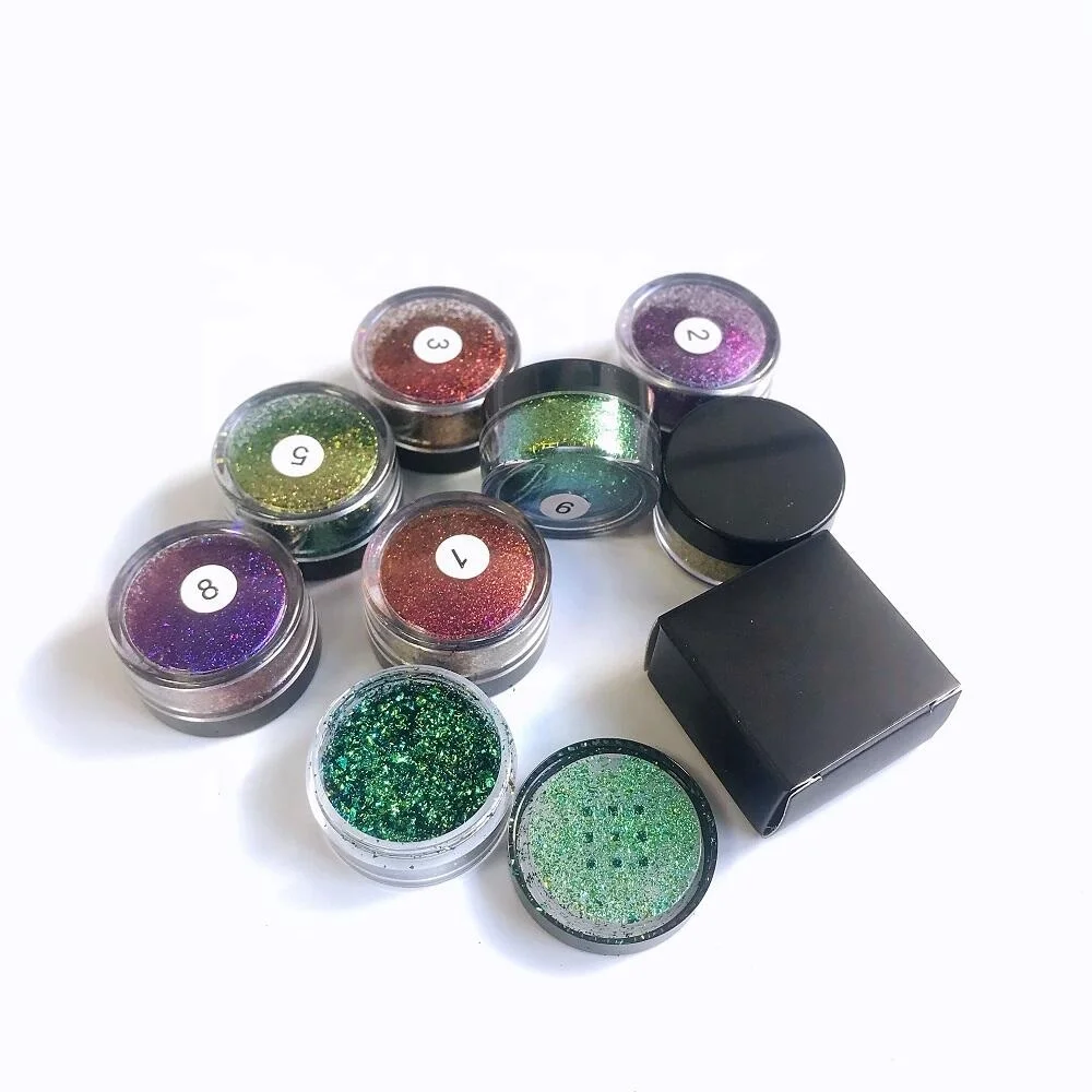 

Best selling bright colors high pigment glitter holographic chameleon chrome eyeshadow, 8 color