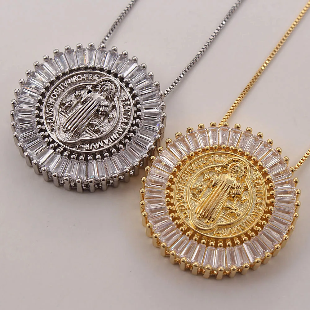 

MHS.SUN Religious Style Zircon Pendant Necklace Fashion Gold/Silver Color Chain Necklace For Women/Men Party Jewelry Wholesale