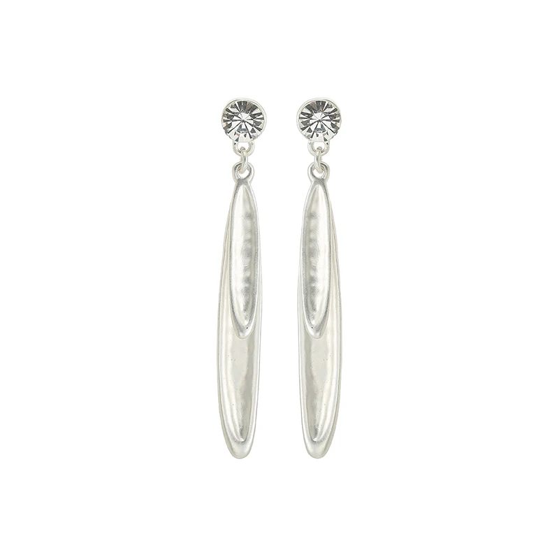 

Matt Shiny Silver Hammered Alloy Dangle Drop Crystal Stud Earring Gift for Her, Gold/silver