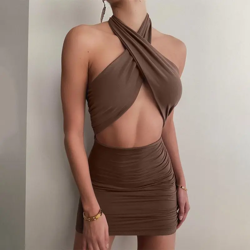 

2021 New Arrival Women spring Halter sleeveless sexy dress women ladies dresses
