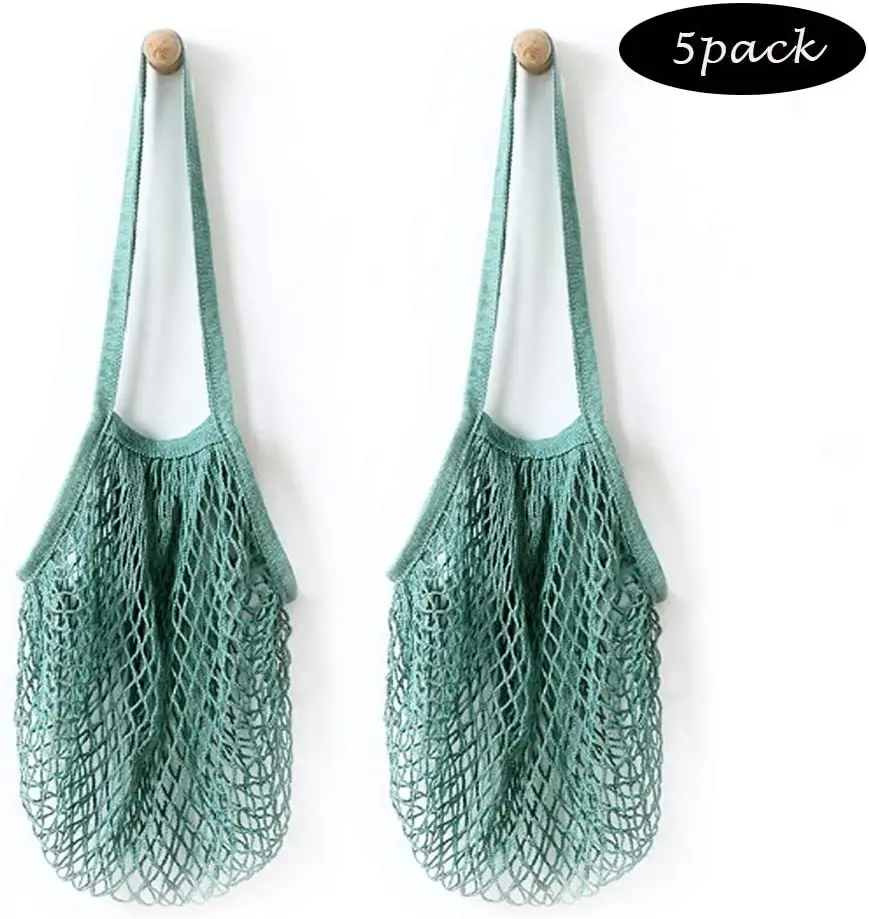 

Eco Reusable Shopping String Grocery Handbags Woven Net Tote Mesh Bag, Natural white color or customized color