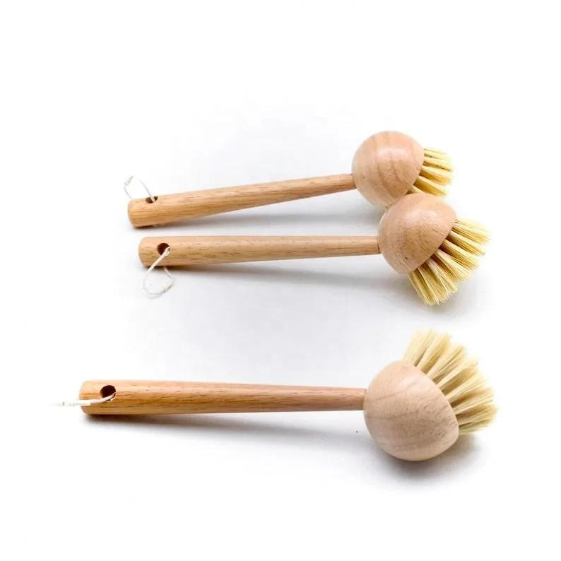 

Zero waste Sisal Hemp Pan Pot Cleaning brush Eco Natural bamboo Vegetable Scrubber Kitchen tool Wooden Brush