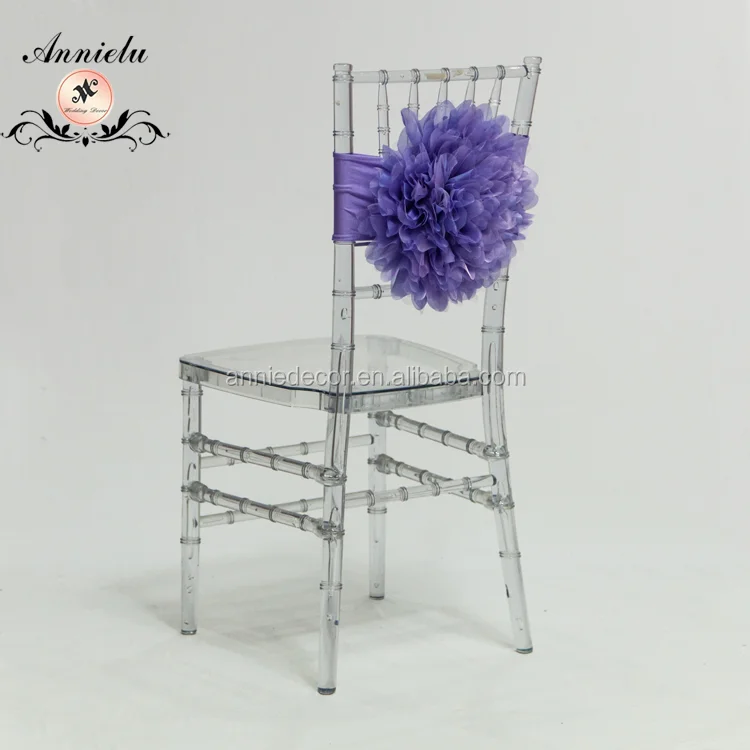 New design lavender banquet chair sash organza flower wedding chair sash