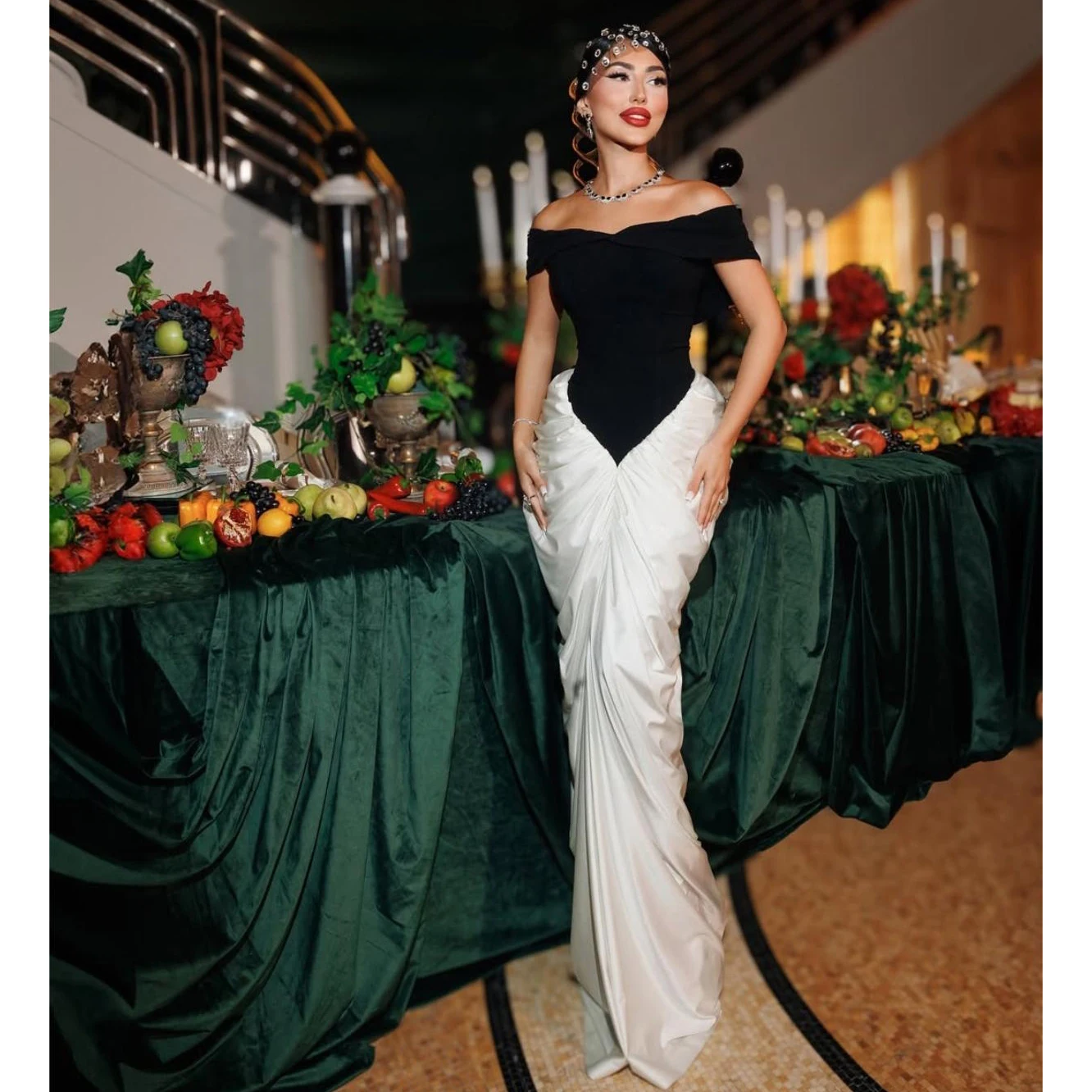 Off Shoulder Ruched Maxi Bodycon Dress