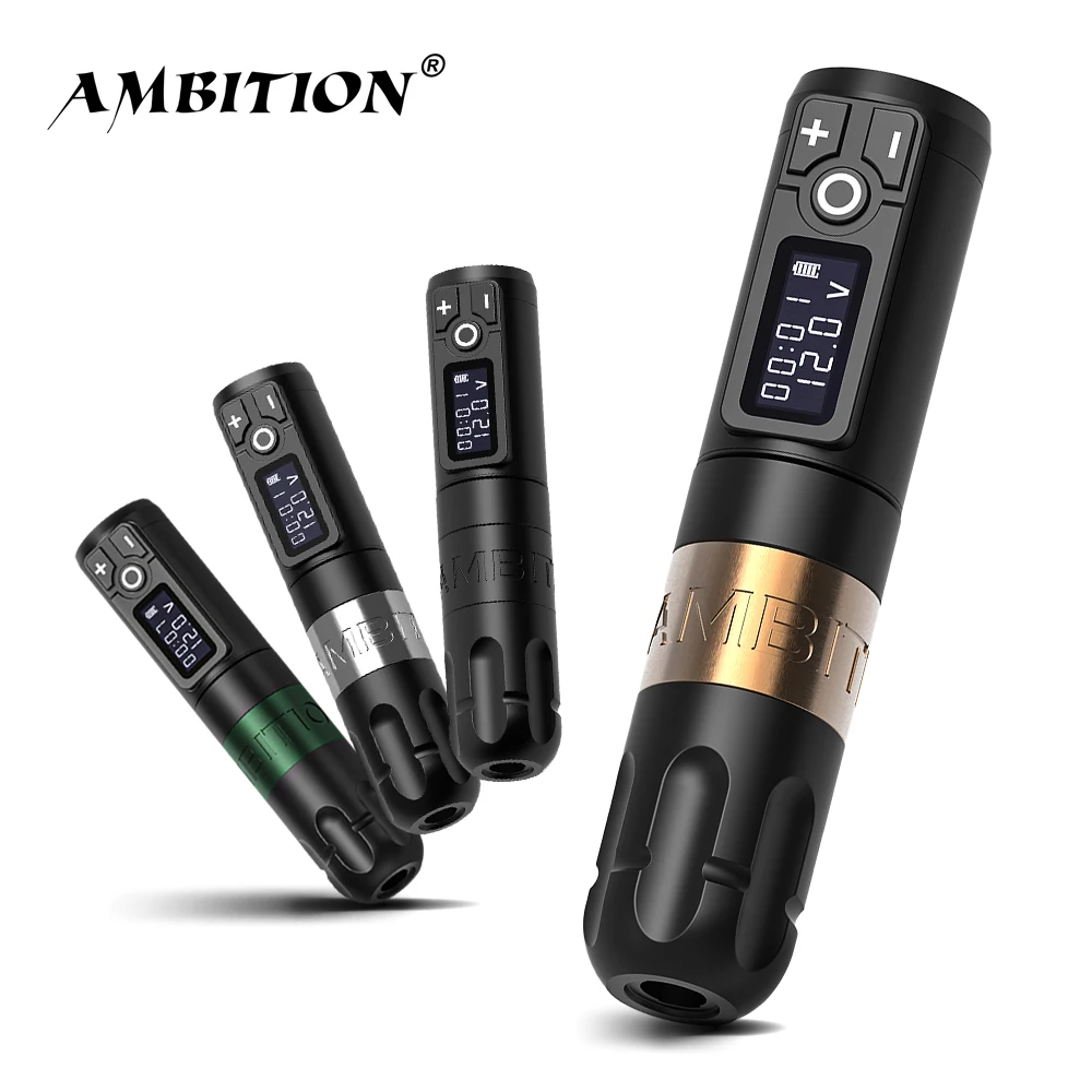 

Ambition Soldier Professional Digital Display Electric Tattoo Gun Wireless Rotary Tattoo Pen Machine for Body Tattoo Artist, Black, gold, silver,green