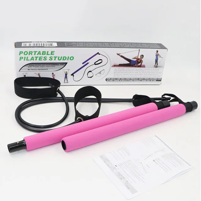 

Fitness Resistance Band Gymnastic Stick Gym Trainer Pilates Bar Adjustable Pilates Bar Stick, Customized color