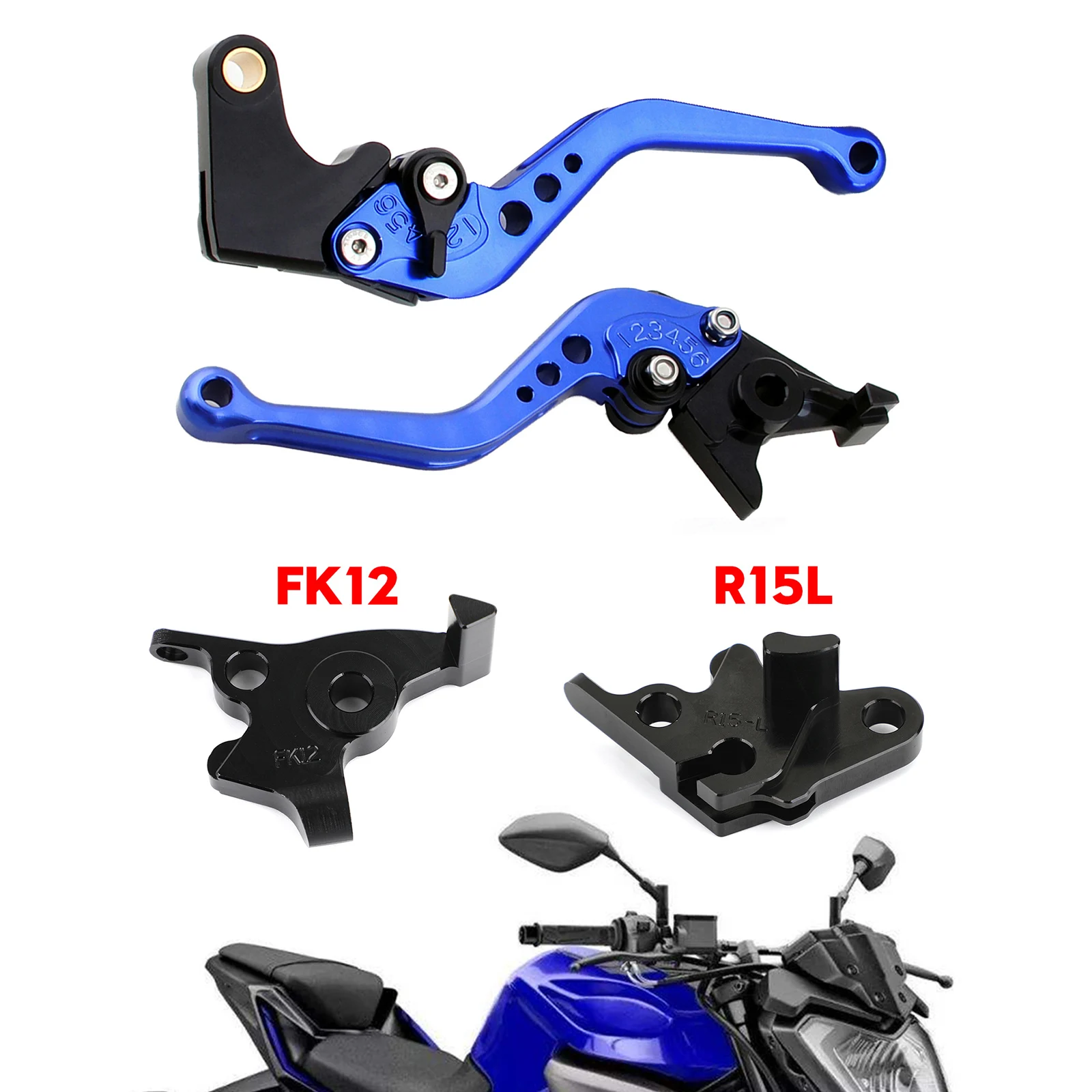 

Areyourshop Motorcycle Short Clutch fit for YAMAHA YZF-R15 V3 MT125 MT15 MT-15 Blue Brake Lever