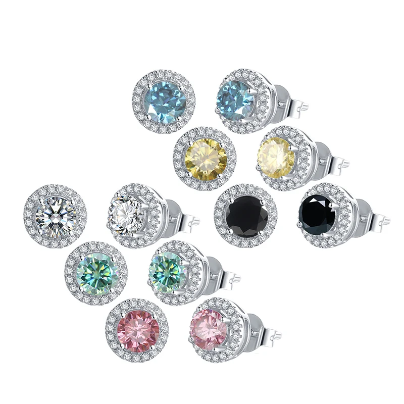 

Abiding Jewelry OEM/ODM Factory Bijoux Wholesale 925 Sterling Silver 5mm Moissanite Stone Earrings Stud