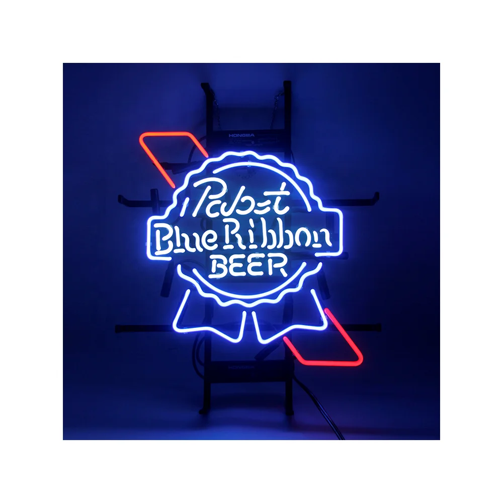 

Pabst Blue Ribbon Neon Sign Beer Bar Pub Store Party Room Wall Windows Decor Real Glass Tube Nightlight Free Shipping 19x15Inch