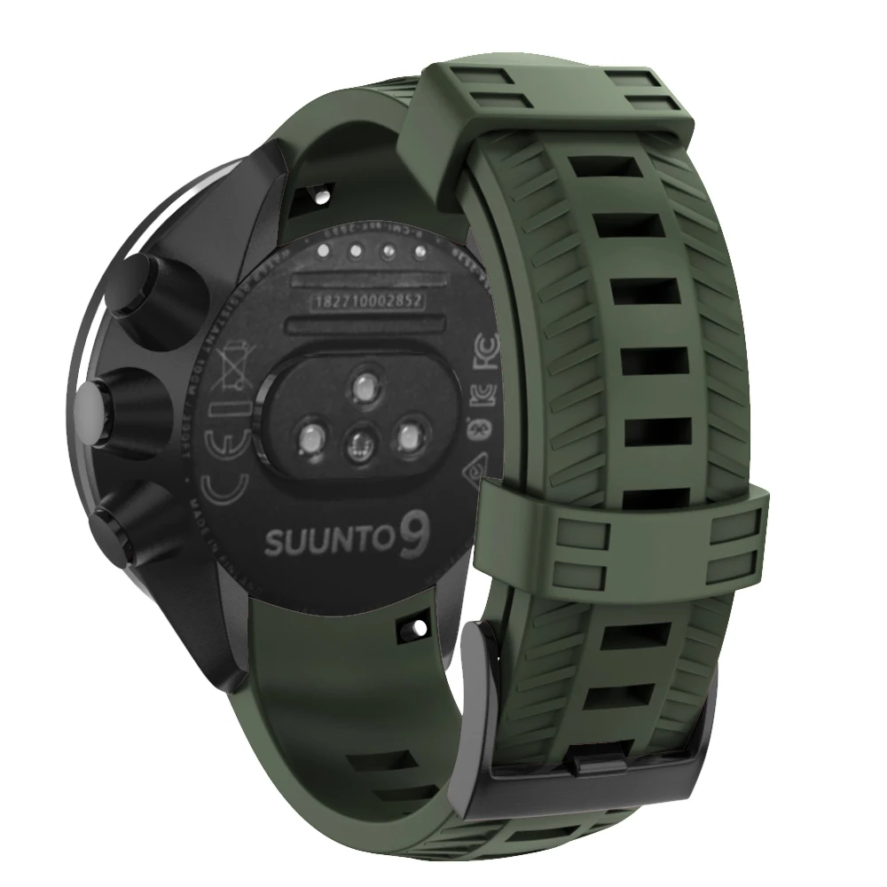 

For Suunto 9/Suunto 9 Brao Outdoor Silicone Watch Band Strap Black Buckle Quick Release Rubber Replacement For Suunto 9/9 Brao