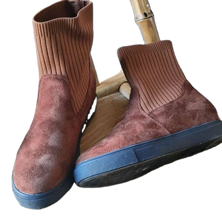 

Amazon Plum-size women 2020 Fall/Winter short round head thick bottom sleeve comfortable ankle boots, As shown in figure