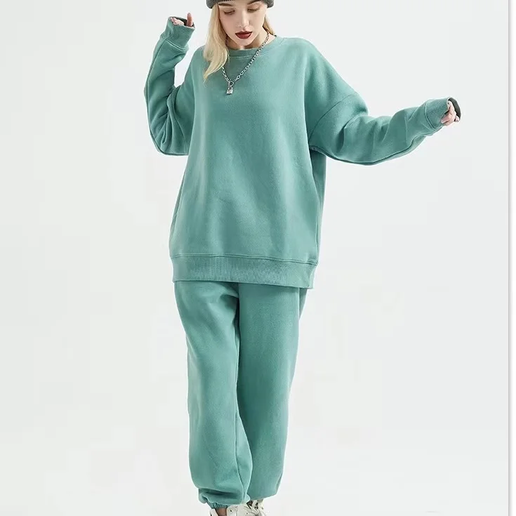 

Unisex Sweatshirt And Sweatpants set Fleece Custom Embroidery Crewneck Women sweatshirt set