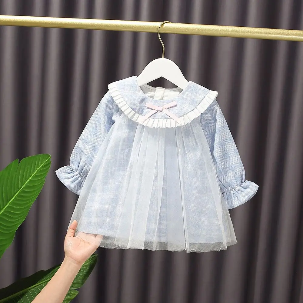 

COLORFUL Frocks For Women Long Sleeve Ruffles Plaid Baby Infants Princess Party Mesh Dresses Vestidos