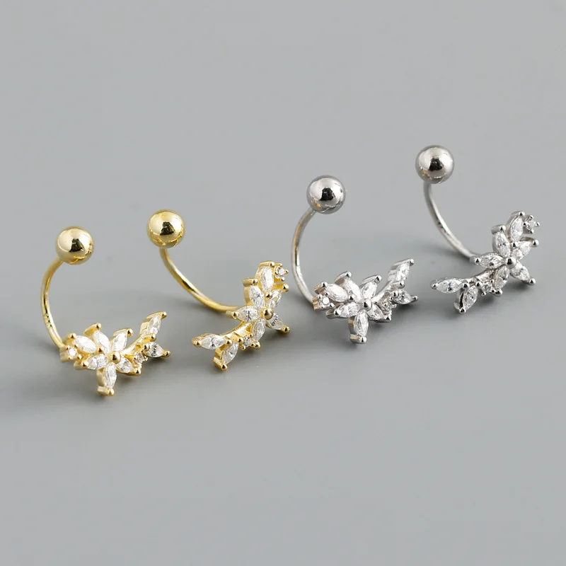 

Personality 925 Sterling Silver U-shaped Flower Earrings for Women Jewelry Piercing Stud Earrings Screw Ball Ear Cuffs(KST015), Same as the picture