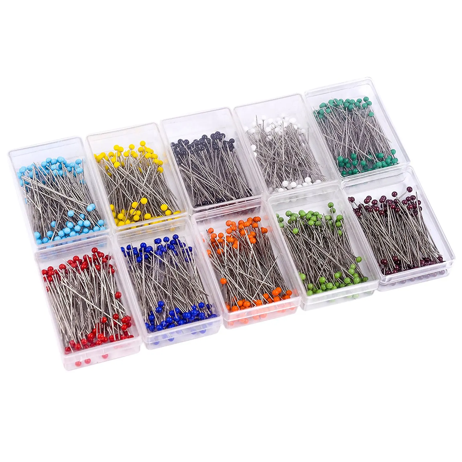 

1000pcs 3mm x 38mm Plastic Round Pearl Head Dressmaking Pins 10 color head band pearl, Picture shows