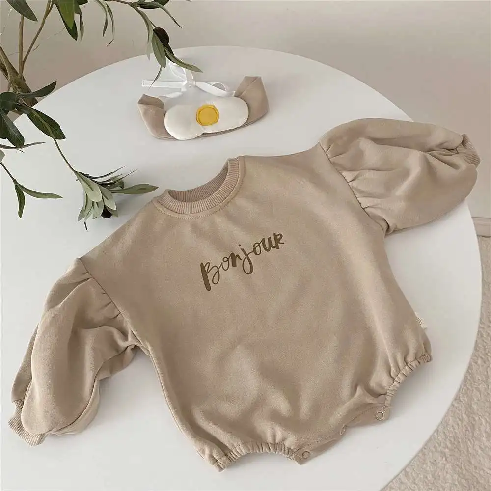 

Cute spring autumn casual infant clothes letter print romper french terry baby clothes