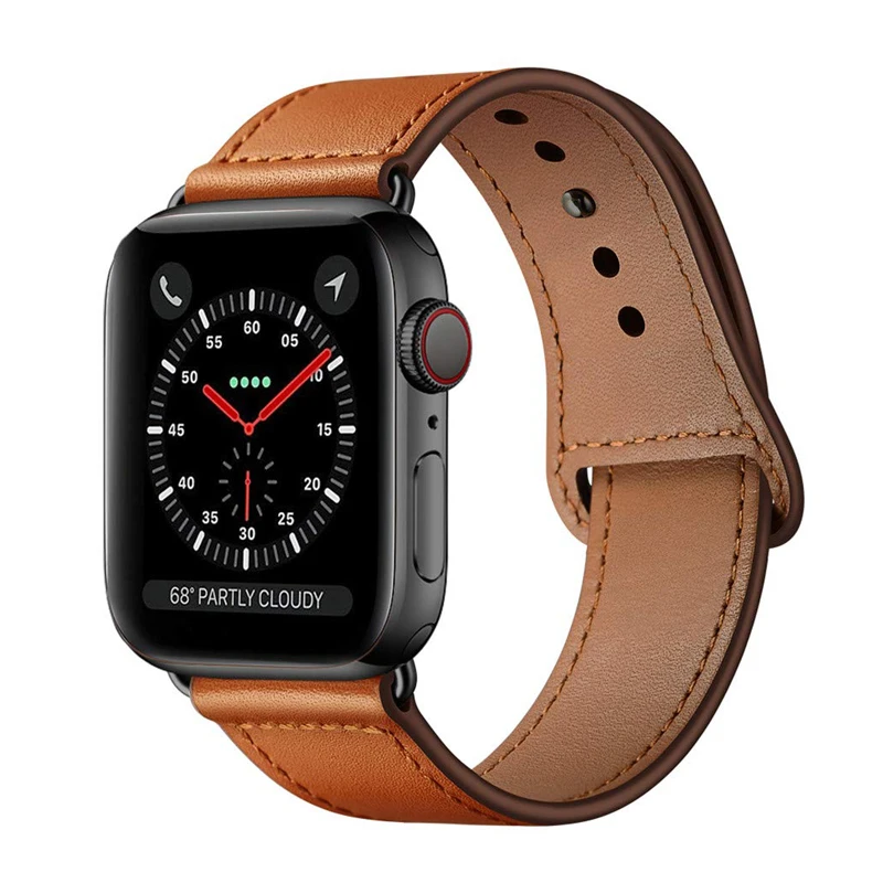 

Genuine Leather Loop Bracelet Belt Band 42MM 38MM 44MM 40MM Strap Luxury Apple Watch Band Leather, 10 colors