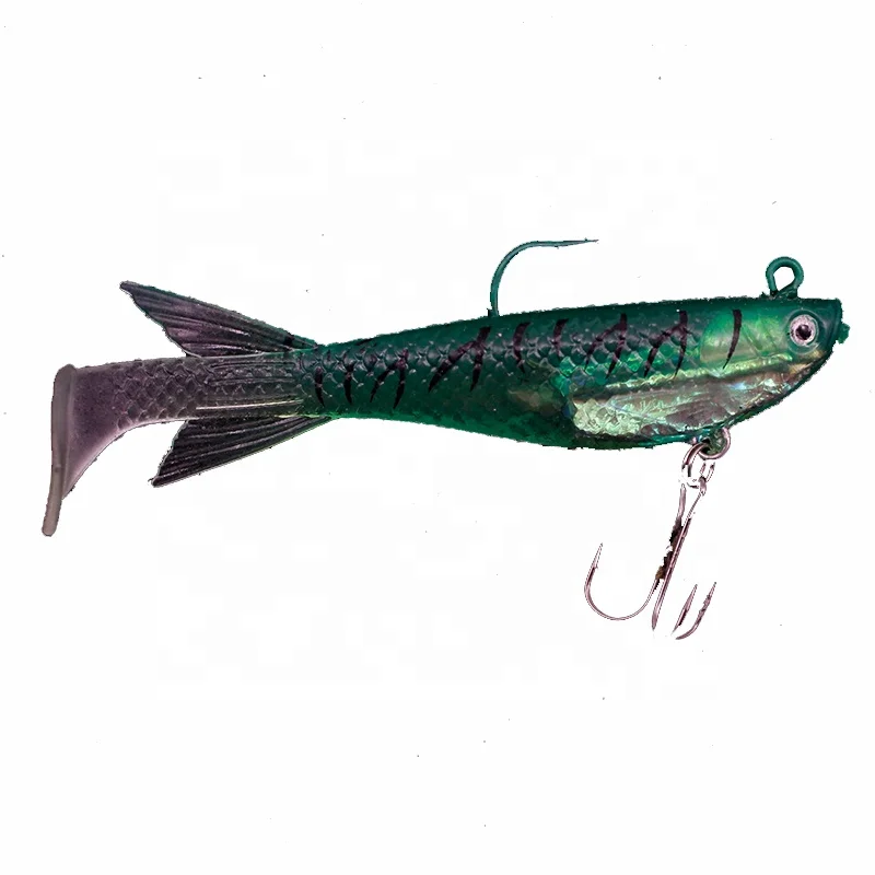

OEM ODM T tail 3-color bait 10cm 15g bionic soft lead bait double hook lead fish soft lure with weight, 3 colors