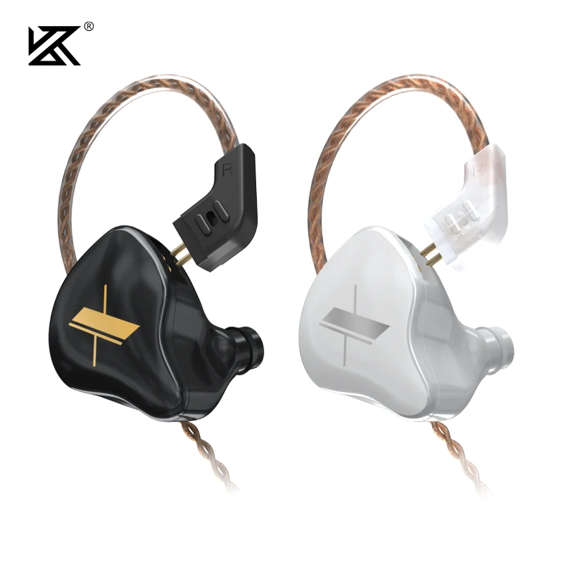 

KZ EDX Earphones 1 Dynamic HiFi Bass Earbuds in Ear Monitor Headphones Sport Noise Cancelling Headset, White, black