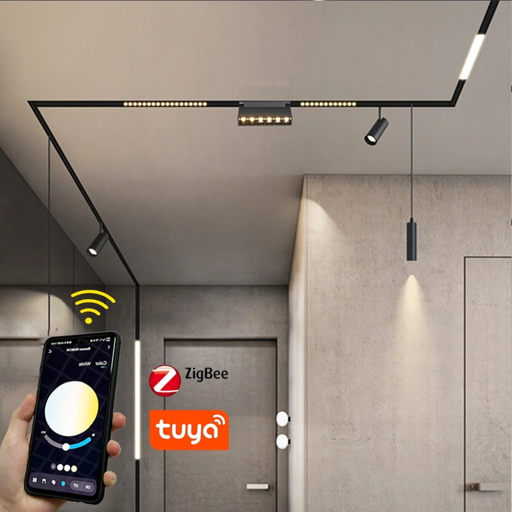 

DC48V Magnetic Spot Light Tuya ZigBee BT Track Lamps LED Smart Magnet Track Light Rail Light
