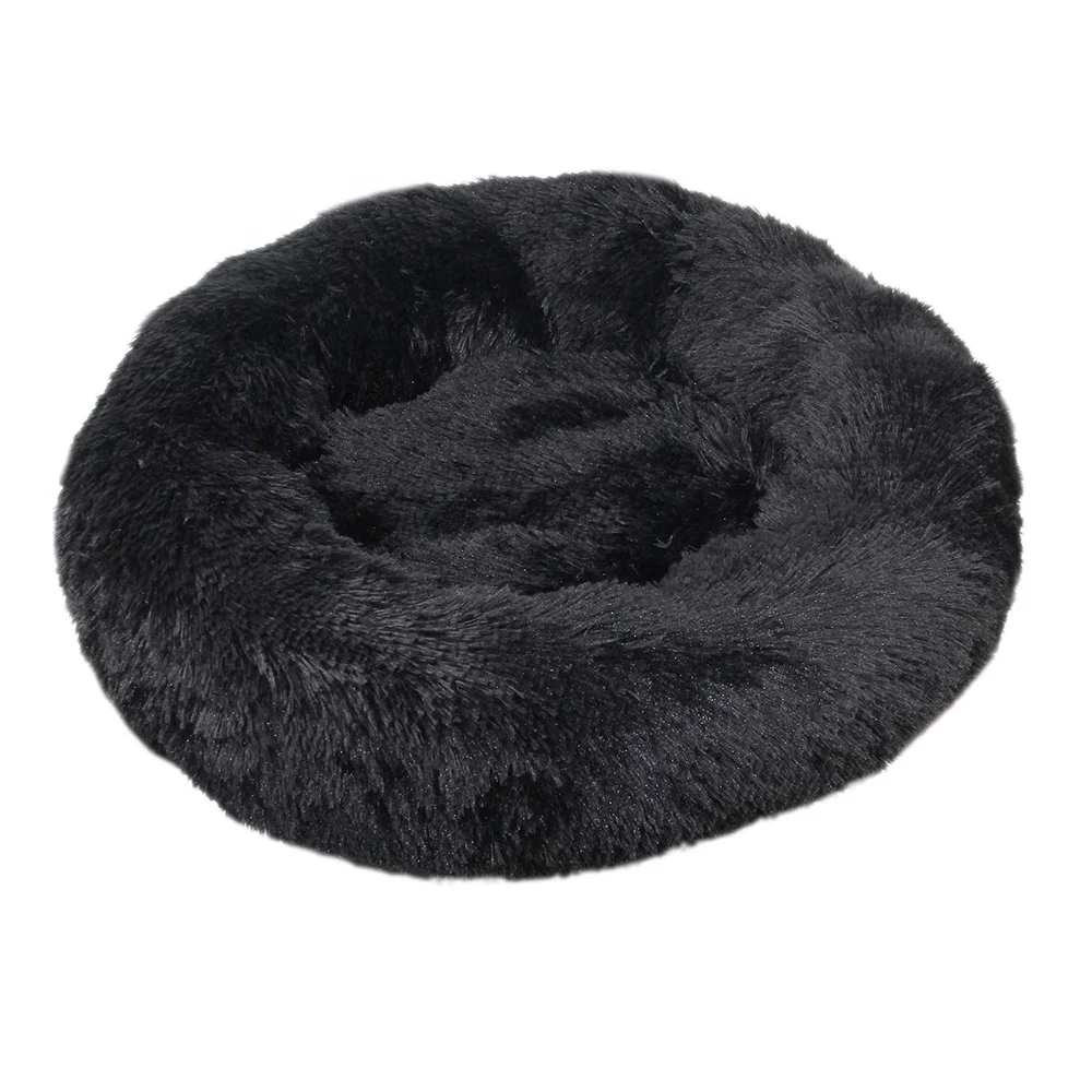 

Custom Hot Selling Pet Plush Round Black Dog Cat Bed Donut Felt, Stock