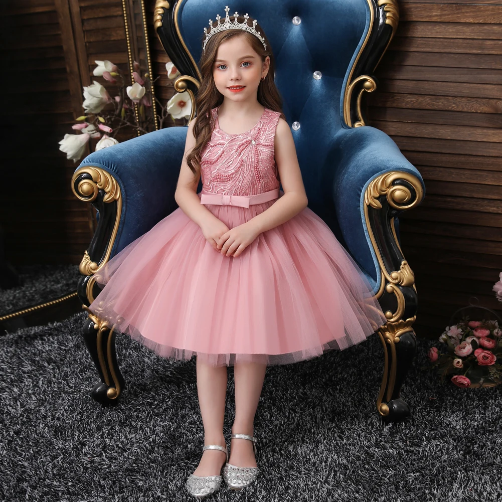 

Baby beaded sequins frock party dress for girl kids night dress girl wedding floral party dress of 0-6 years old