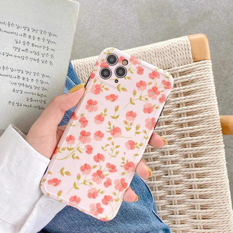 

Colorful Flowers Phone Case For iPhone 11 Pro Max X XR XS Max 7 8 Plus SE Camera Protection Silicone Soft IMD Back Cover