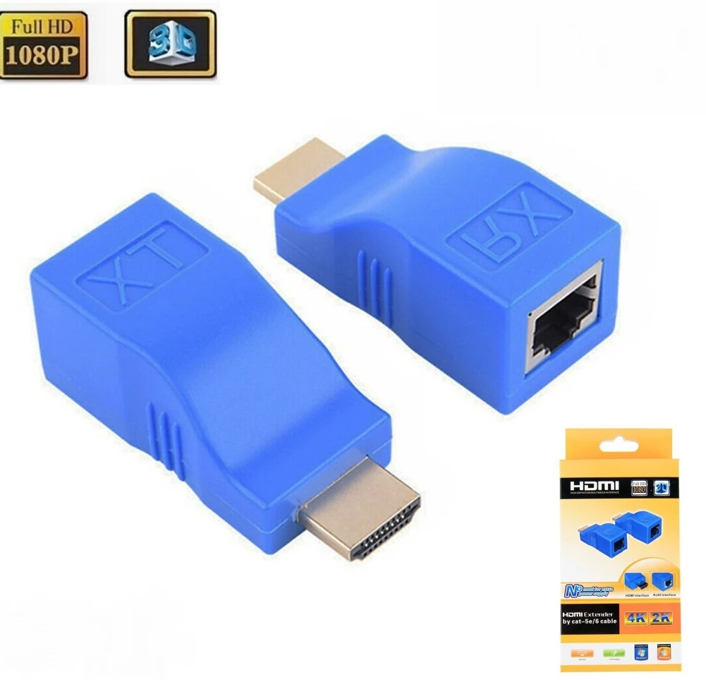 

RJ45 4K HDMI Extender Extension Up to 30m Over CAT5e Cat6 Network Ethernet LAN for HDTV HDPC DVD PS4 PS5 STB