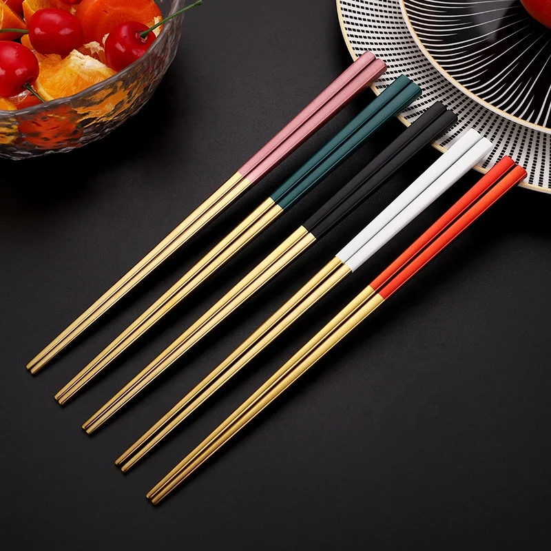 

Reusable gold plating Korean Stainless steel chopsticks, Carbonized color
