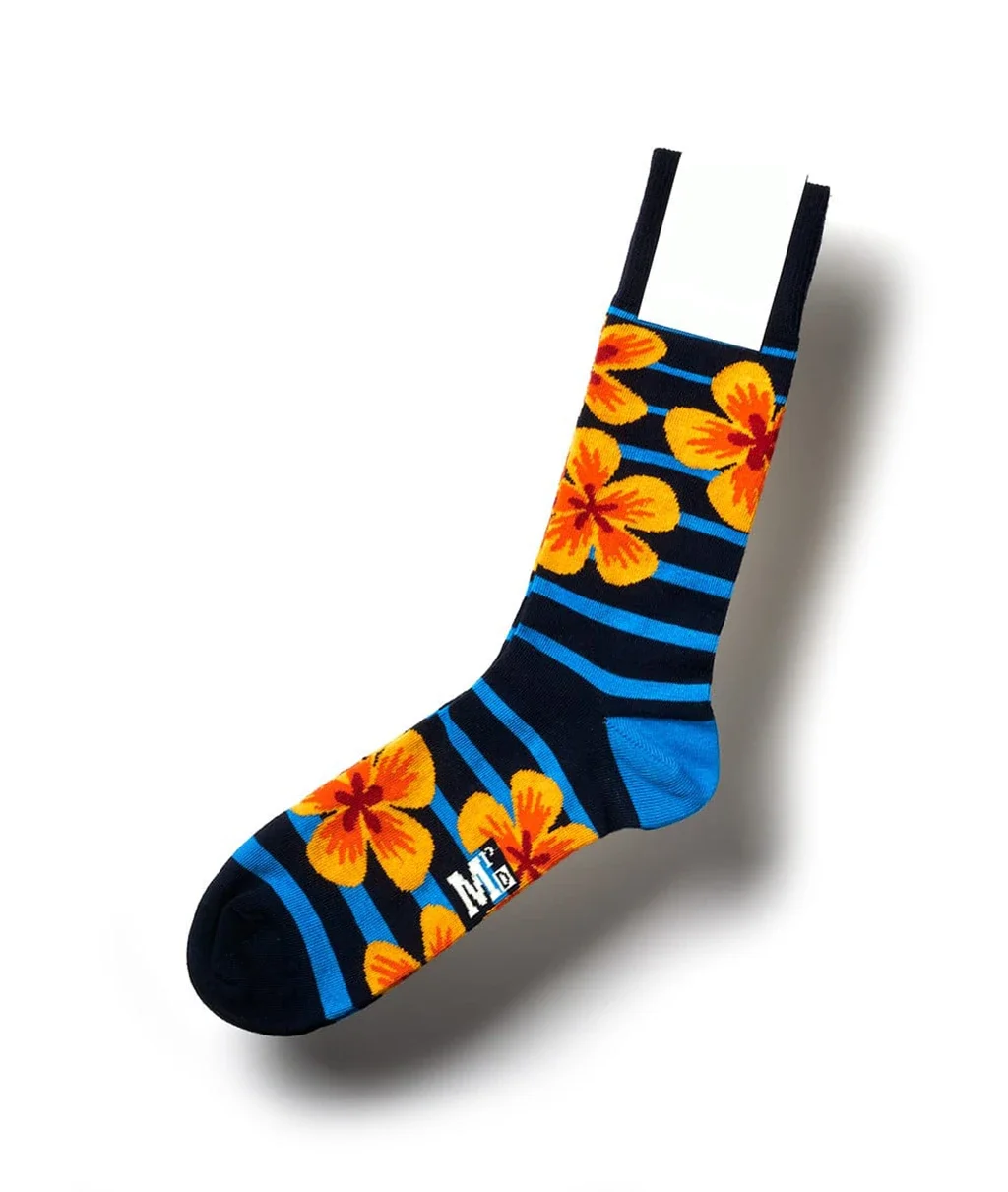 

custom designer exotic flowers and a graded striped socks