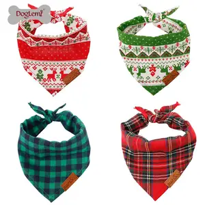 Image of Dog Christmas Clothes Various Pattern Pet Dog Bow Tie Collar Head Scarfs Dog Bandana