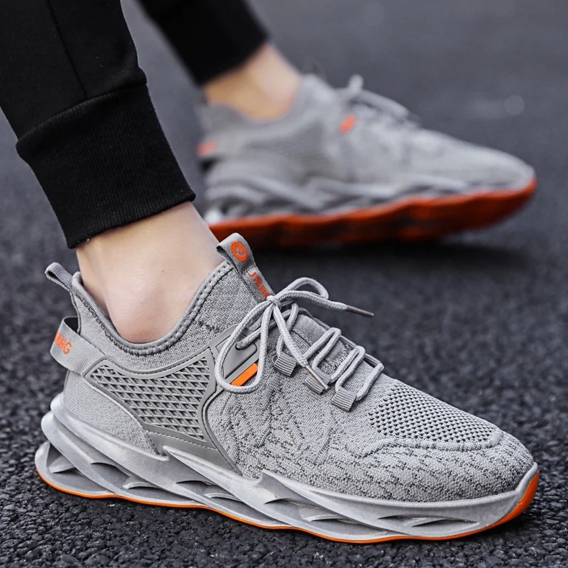 

latest design sports shoes Fall new style flying woven low-cut casual solid color mens running shoes sport drop shipping, Picture showed