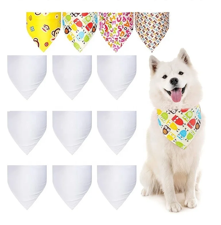 

Fanni bandanas para perros Cheap Wholesale Sublimation Solid Color White Blank Dog Triangle Bandanas, As picture or custom color