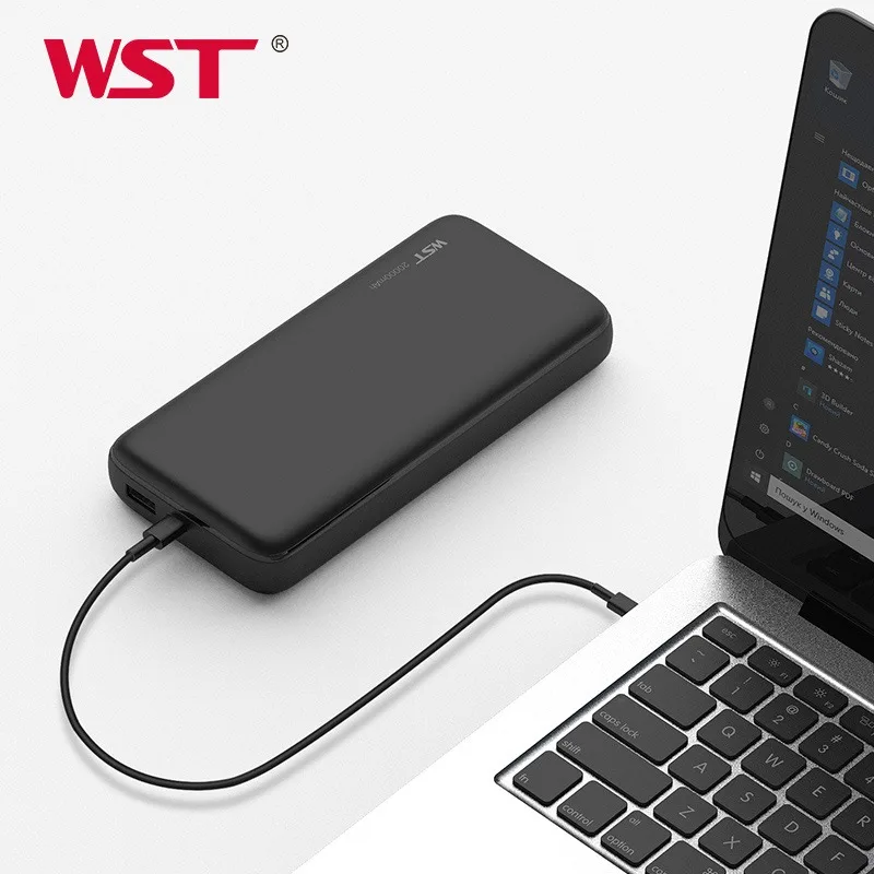 WST Black White Super Fast Charging PD 60W Portable Phone Mobile Charger Power Bank Laptop 20000mah Mini Power Bank for Laptop
