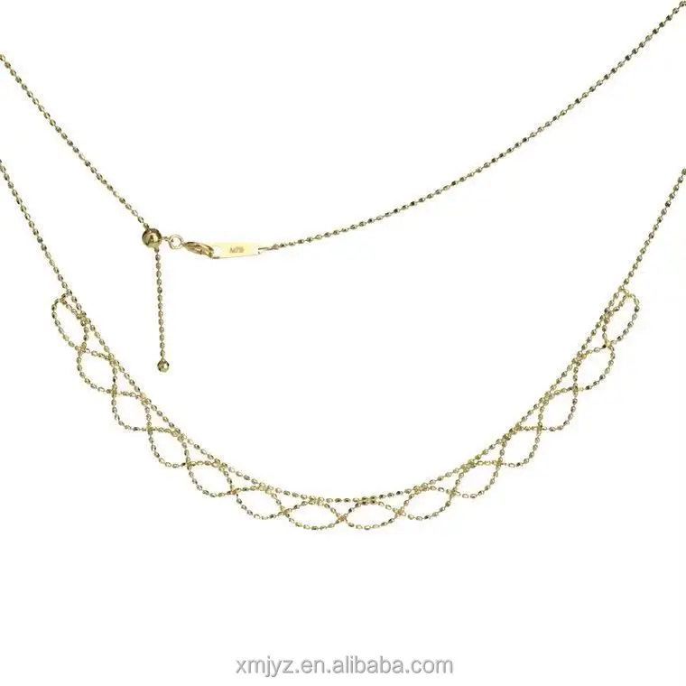 

Certified 18K Gold Lace Necklace Colored Gold Clavicle Au750 Choker Femalegold Yellow Necklace