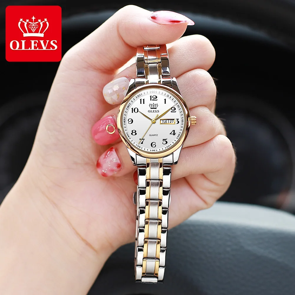 

OLEVS 5567 Custom Watch Luxury Quartz Watch Stainless Steel Strap Day Date Display Ultra Thin Simple Business Women Wristwatches