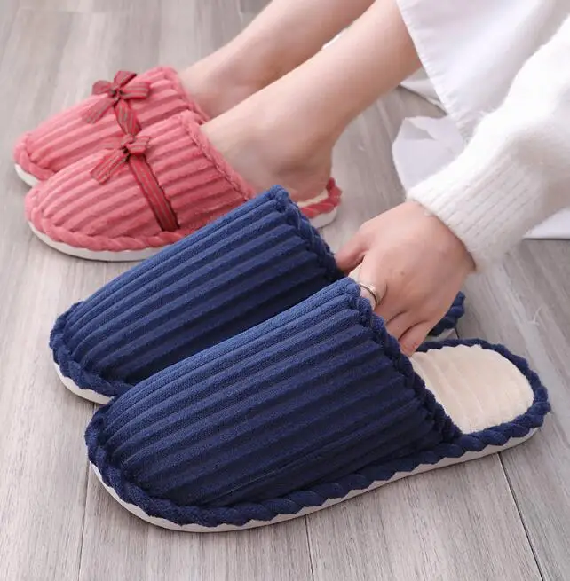 

Women Mens Soft Plush Home Slippers Indoor Outdoor Round Toe Cotton Slippers Couple Winter Shoes